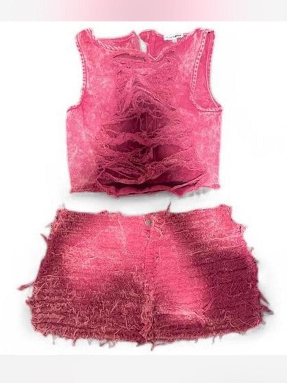 Jaded London Pink Distressed Mini Skirt Set